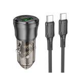 BOROFONE BZ325 AVTOPOLNILEC TYPE C (20W) USB A (18W) PD 38W QC 3.0 S KABLOM TYPE C - TYPE C 1M - ČRN