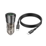 BOROFONE BZ325 AVTOPOLNILEC TYPE C (20W) USB A (18W) PD 38W QC 3.0 S KABLOM TYPE C - TYPE C 1M - ČRN