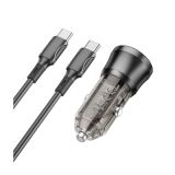 BOROFONE BZ325 AVTOPOLNILEC TYPE C (20W) USB A (18W) PD 38W QC 3.0 S KABLOM TYPE C - TYPE C 1M - ČRN