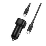 BOROFONE BZ34B AVTOPOLNILEC TYPE C (20W) USB A (18W) PD 38W QC 3.0 S KABLOM TYPE C - TYPE C 1M - ČRN