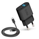 POLNILNIK ZA GSM SBS ADAPTER+KABEL 2XUSB-A HITRI 10W BLACK
