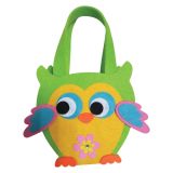 POMLADNA DEKORACIJA GLOSSTYLE KOŠARICA SOVA 15 CM IZ FILCA RUMENA ALI ZELENA