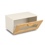 POSODA ZA KRUH Z VRATI,  KOVINA / BAMBUS, BEŽ    36X23,3X19,5 CM