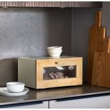 POSODA ZA KRUH Z VRATI,  KOVINA / BAMBUS, BEŽ    36X23,3X19,5 CM