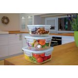 POSODA ZA SHRANJEVANJE STEUBER 370 ML STEKLENA PRAVOKOTNA , PVC POKROV