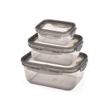 POSODA ZA SHRANJEVANJE UCSAN PLASTIK SET POSOD ZA SHRANJEVANJE ŽIVIL 3/1 PRAVOKOTNE SIVE