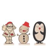 PRAZNIČNA FIGURA BOŽIČEK/SNEŽAK/PINGVIN 24.5 CM, LESEN