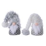 PRAZNIČNA FIGURA DECORIS PALČEK S COFOM BEL/SIV VIŠINA 50 CM SORT