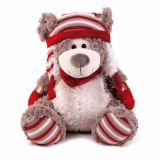 PRAZNIČNA FIGURA R+W MEDVED S KAPO 33 CM RDEČE BELI