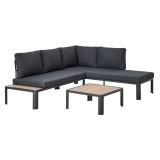 PROMO KOTNA GARNITURA OLEA 4P ALU AKACIJA Z/KVADRATNA NIZKA MIZA 65X65 TEMNO SIVA