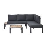 PROMO KOTNA GARNITURA OLEA 4P ALU AKACIJA Z/KVADRATNA NIZKA MIZA 65X65 TEMNO SIVA