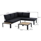 PROMO KOTNA GARNITURA OLEA 4P ALU AKACIJA Z/KVADRATNA NIZKA MIZA 65X65 TEMNO SIVA