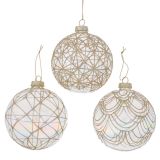 STEKLENA BUNKA, PROZORNA Z ZLATIM DEKORJEM, FI 10 CM, SORT