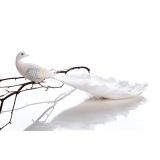 OKRASEK ZA JELKO GLOSSTYLE PTIČ 34 CM BEL