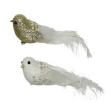 OKRASEK ZA JELKO PTICA, BELA/ZLATA, SORT