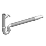 PVC SIFON ZA KORITO LIV ENOJNI S PRIKLJUČ. BREZ IZLIVA, GIBLJIVA CEV