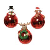 STEKLENA BUNKA RDEČA Z DEKORJEM, FI 70 MM, SORT