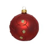 STEKLENA BUNKA RDEČA Z DEKORJEM, FI 80 MM