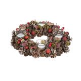 VENČEK GLOSSTYLE RDEČI ADVENTNI S 4 KOZARČKI PREMERA 32 CM