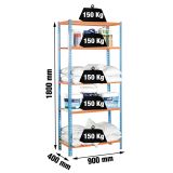 REGAL SIMONRACK 180X90X40 CM 5P/150KG MODRA ORANŽNA MADERCLICK