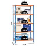 REGAL SIMONRACK 200X110X40 CM 5P/200KG MODRA ORANŽNA SIMONCLICK