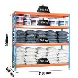 REGAL SIMONRACK 200X210X60 CM 4P/500KG MODRA ORANŽNA SIMONFORTE