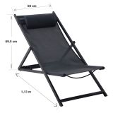 LEŽALNIK IZ TEKSTILENA NATERIAL PLAŽNI SIV ALU, TEKST 113.5X58