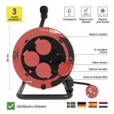 ROLETA - GUMI VODNIK EMOS 25M H05RR-F3G 3X1 4 ŠUKO VTIČNICA IP44