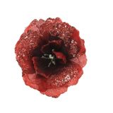 OKRASEK ZA JELKO ROŽA RDEČA 9.5 CM BLEŠČICE