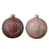 STEKLENA BUNKA ROZA S SREBRNIM DEKORJEM, FI 80 MM, SORT