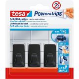 SAMOLEPILNI IZDELEK TESA POWERSTRIPS MINI KLJUKICA PRAVOKOTNA 2/1 ČRNA