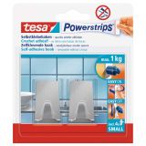 SAMOLEPILNI IZDELEK TESA POWERSTRIPS MINI KLJUKICA PRAVOKOTNA 2/1 KOVINSKA