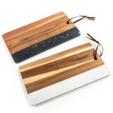 SERVIRNA DESKA 38X20X1.3CM PRAVOKOTNA LESENA V KOMB.Z MARMORJEM