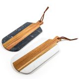 SERVIRNA DESKA 42X18X13CM PRAVOKOTNA LESENA V KOMB.Z MARMORJEM