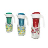 SERVIRNI VRČ STEKLEN 1.4 LIT Z VLOŽKOM RAZLIČNI BARVNI POTISKI