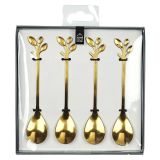 SET JEDILNEGA PRIBORA HOME DECO DESERTNE ŽLICE 4/1 DEKOR LISTJA ZLATE