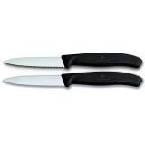SET NOŽEV VICTORINOX ZA ZELENJAVO 2X NAZOBČANO REZILO 8CM ČRN