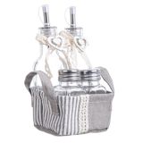 PRIBOR ZA ZAČIMBE BIZZOTTO SET OLJE, KIS, SOL, POPER V BLAGU, SRČKI