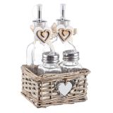 PRIBOR ZA ZAČIMBE BIZZOTTO SET OLJE, KIS, SOL, POPER V KOŠARICI, SRČKI