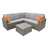 GARNITURA UMETNI RATAN BIVA SIENA SET Z BLAZINAMI SIVA MIZA+KLOP