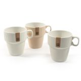 SKODELICA / LONČEK 280ML ČRTE RAZLIČNE BARVE LONČEK Z ROBOM