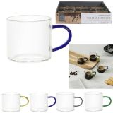 SKODELICA / LONČEK HOME DECO 150ML STEKLENA ZA ESPRESO OBARVAN ROČAJ