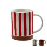 SKODELICA / LONČEK STAR IZ KERAMIKE NA ČRTE TRI BARVE