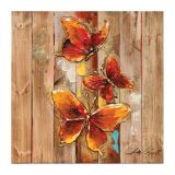 SLIKA BIVA METULJI 64X64 CM 3D NA LESU RAZLIČNA DEKORJA