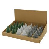 DEKORACIJA SMREKICA 8 CM SORT BELA / SREBRNA / ZELENA