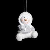 OKRASEK ZA JELKO GLOSSTYLE SNEŽAK KERAMIČNI 7 CM SIVE BARVE