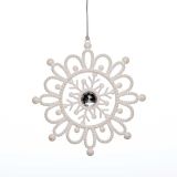 OKRASEK ZA JELKO GLOSSTYLE SNEŽINKA BELA 14 CM PREMERA