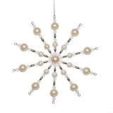OKRASEK ZA JELKO GLOSSTYLE SNEŽINKA IZ PERL FI 13.5 CM BELE BARVE