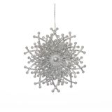 OKRASEK ZA JELKO GLOSSTYLE SNEŽINKA SREBRNA 9 CM PREMERA
