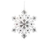 OKRASEK ZA JELKO GLOSSTYLE SNEŽINKA SREBRNO BELA 11X11X13 CM